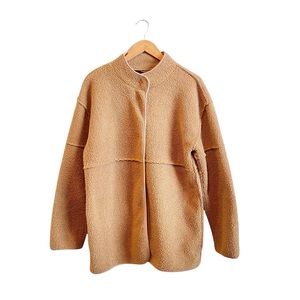 Dip Tan Reversed Hem Cozy Teddy Jacket Snap Front